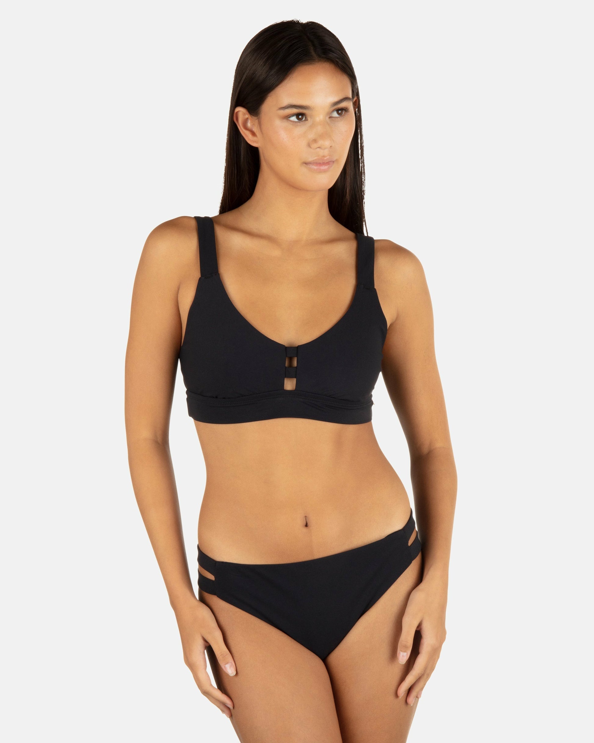 Max Solid Tab Scoop Top | Hurley Black Bikinis