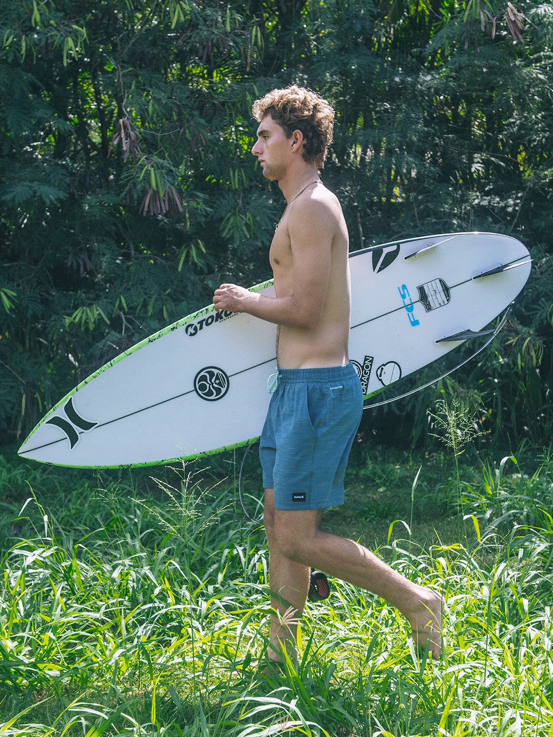 Phantom Eco Slub Lined Volley Boardshort 17" | Hurley Grey Teal Boardshorts