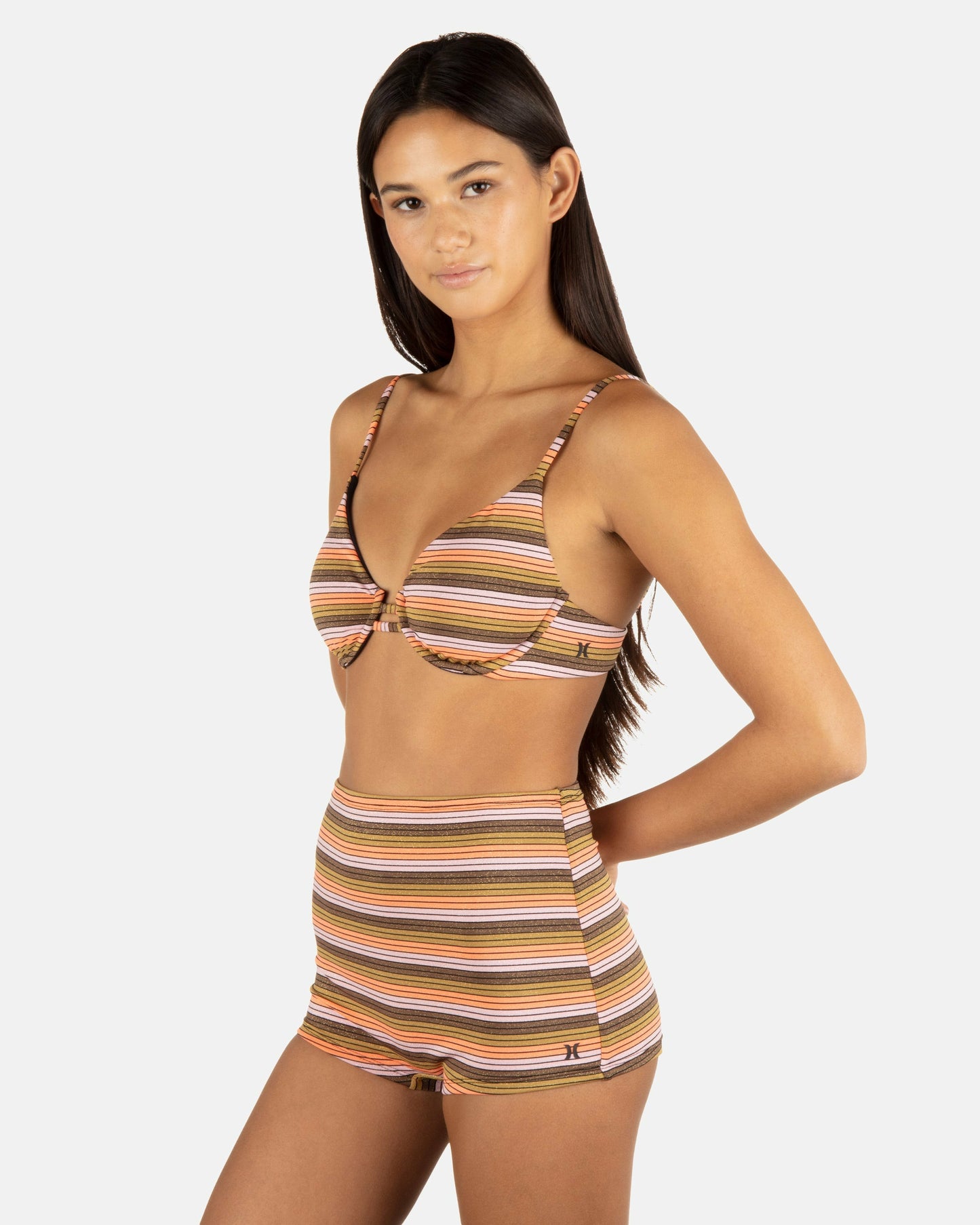 Sunset Shine Stripe Tab Underwire Bra | Hurley Sunrise Pink Bikini & Swim Tops