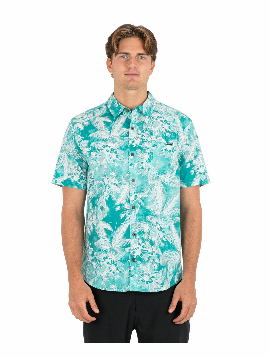 Lido Stretch Short Sleeve | Hurley Real Teal Button Downs