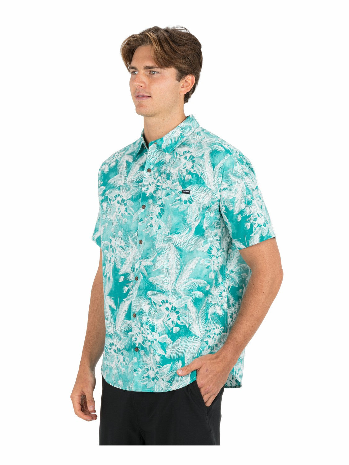 Lido Stretch Short Sleeve | Hurley Real Teal Button Downs