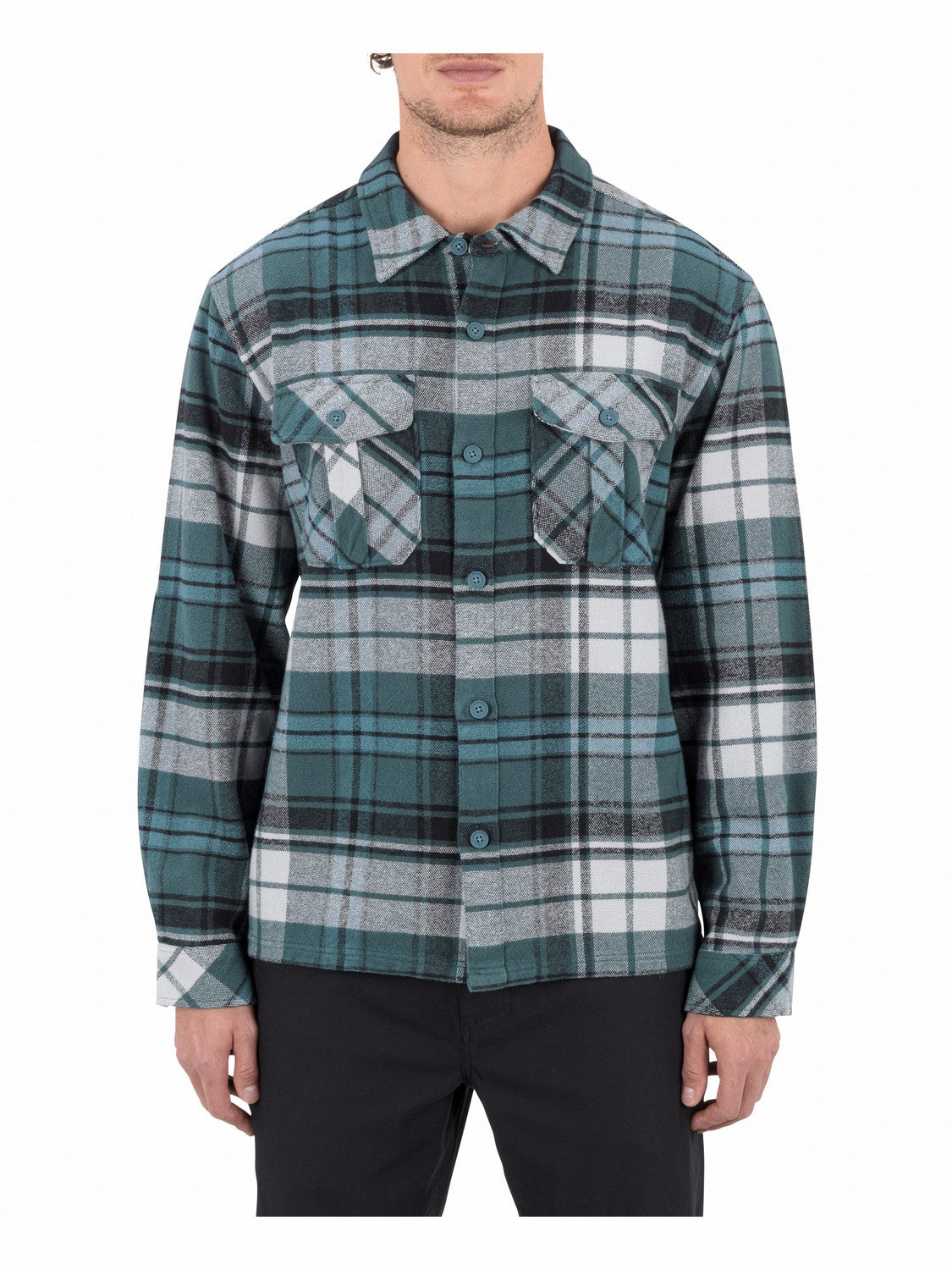 Santa Cruz Seaside Flannel Long Sleeve | Hurley Armored Navy Button Downs
