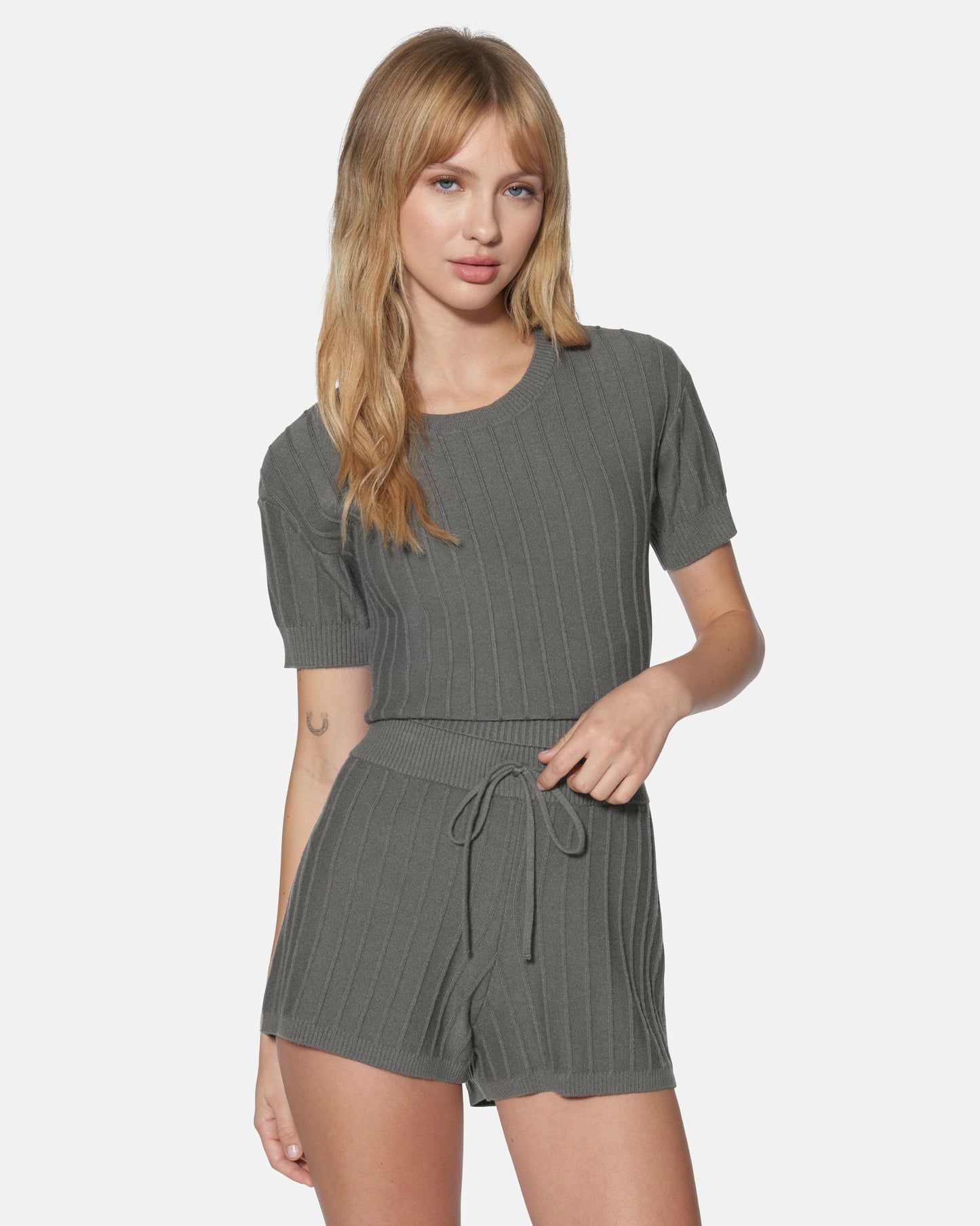 Daylight Short Sleeve Sweater Top | Hurley Charcoal Gray Tops