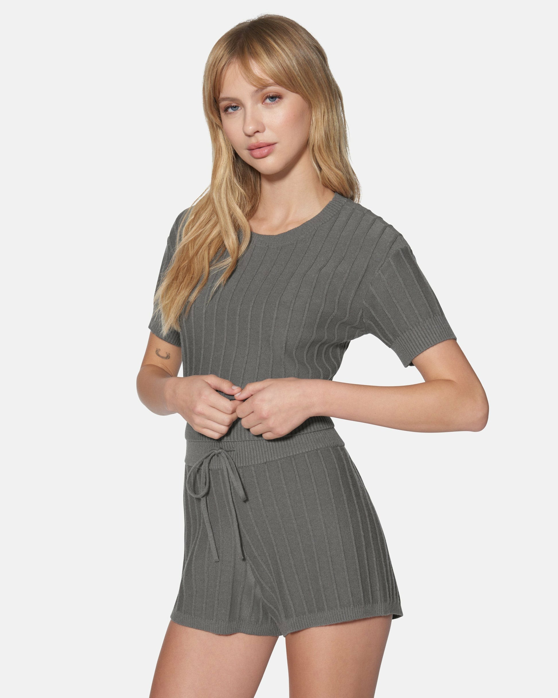 Daylight Short Sleeve Sweater Top | Hurley Charcoal Gray Tops