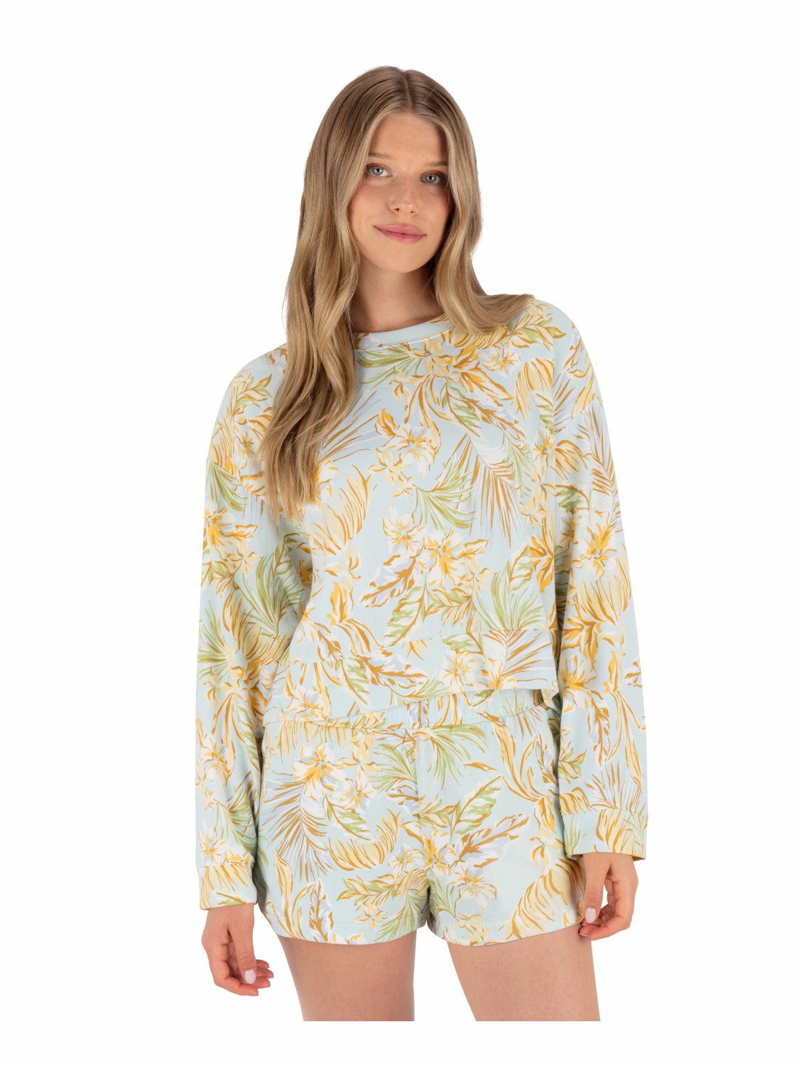 Fall Palms Boxy Crew | Hurley STARLIGHT BLUE Sweatshirts & Sweaters