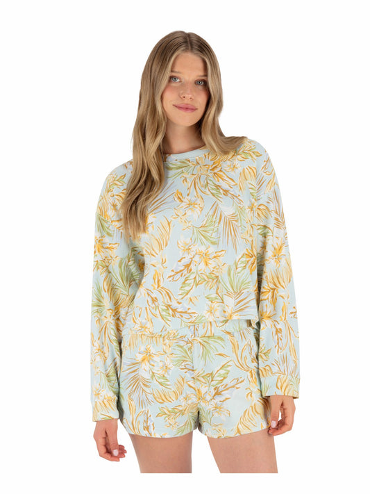 Fall Palms Boxy Crew | Hurley STARLIGHT BLUE Sweatshirts & Sweaters