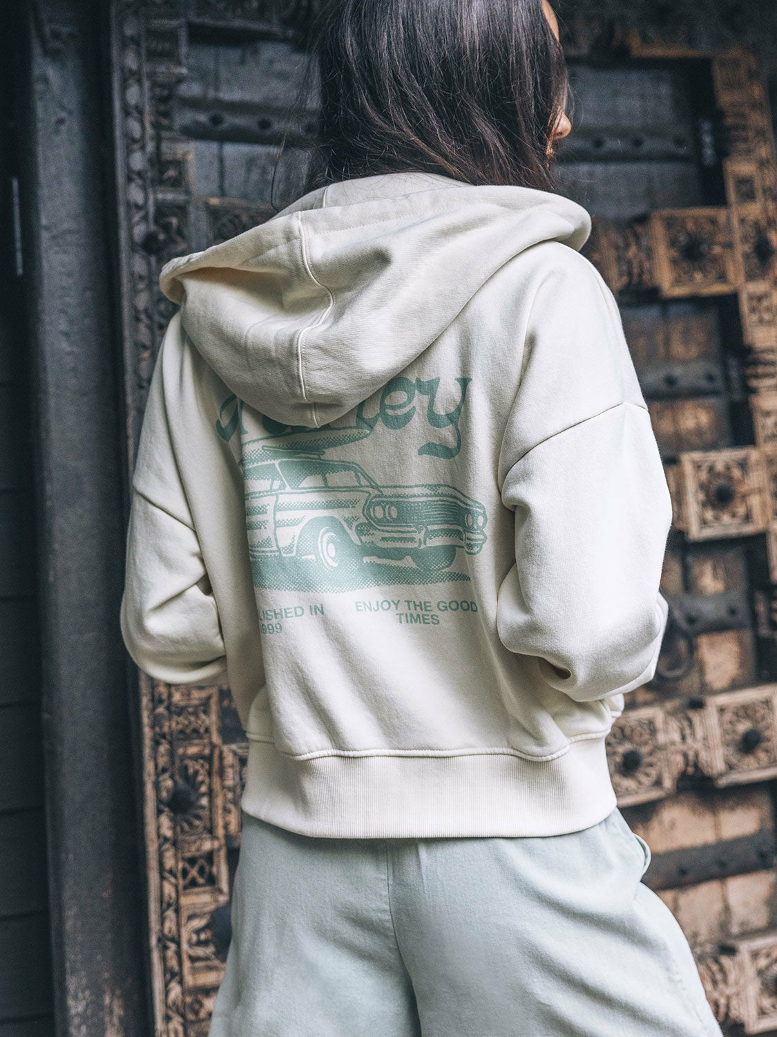 Enjoy The Good Crop Zip Hoodie | Hurley Off White Sweatshirts & Sweaters