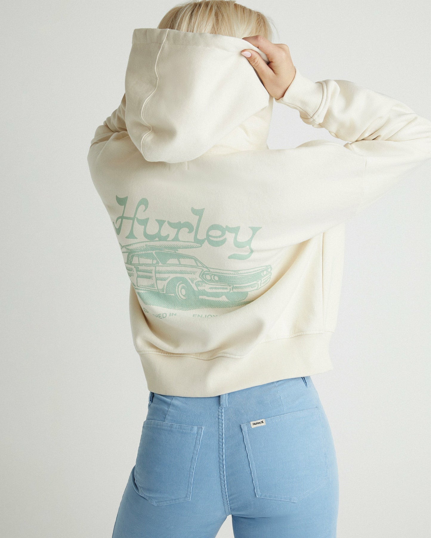 Enjoy The Good Crop Zip Hoodie | Hurley Off White Sweatshirts & Sweaters