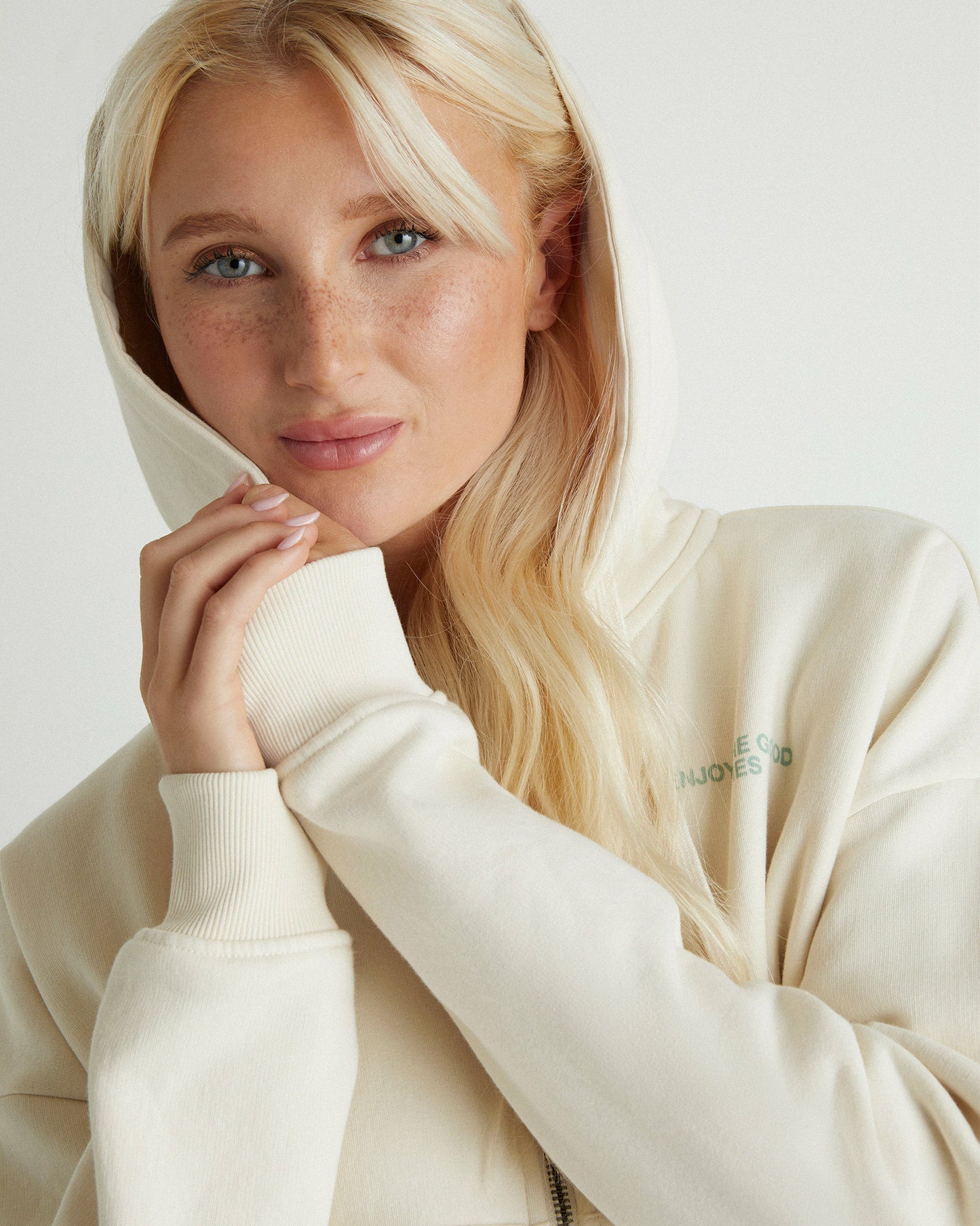 Enjoy The Good Crop Zip Hoodie | Hurley Off White Sweatshirts & Sweaters