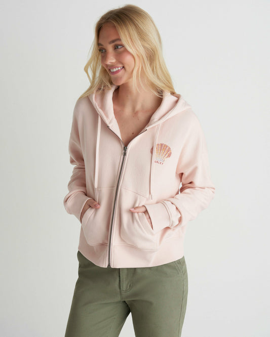 Shell Yeah Crop Zip Hoodie | Hurley Seashell Pink Sweatshirts & Sweaters