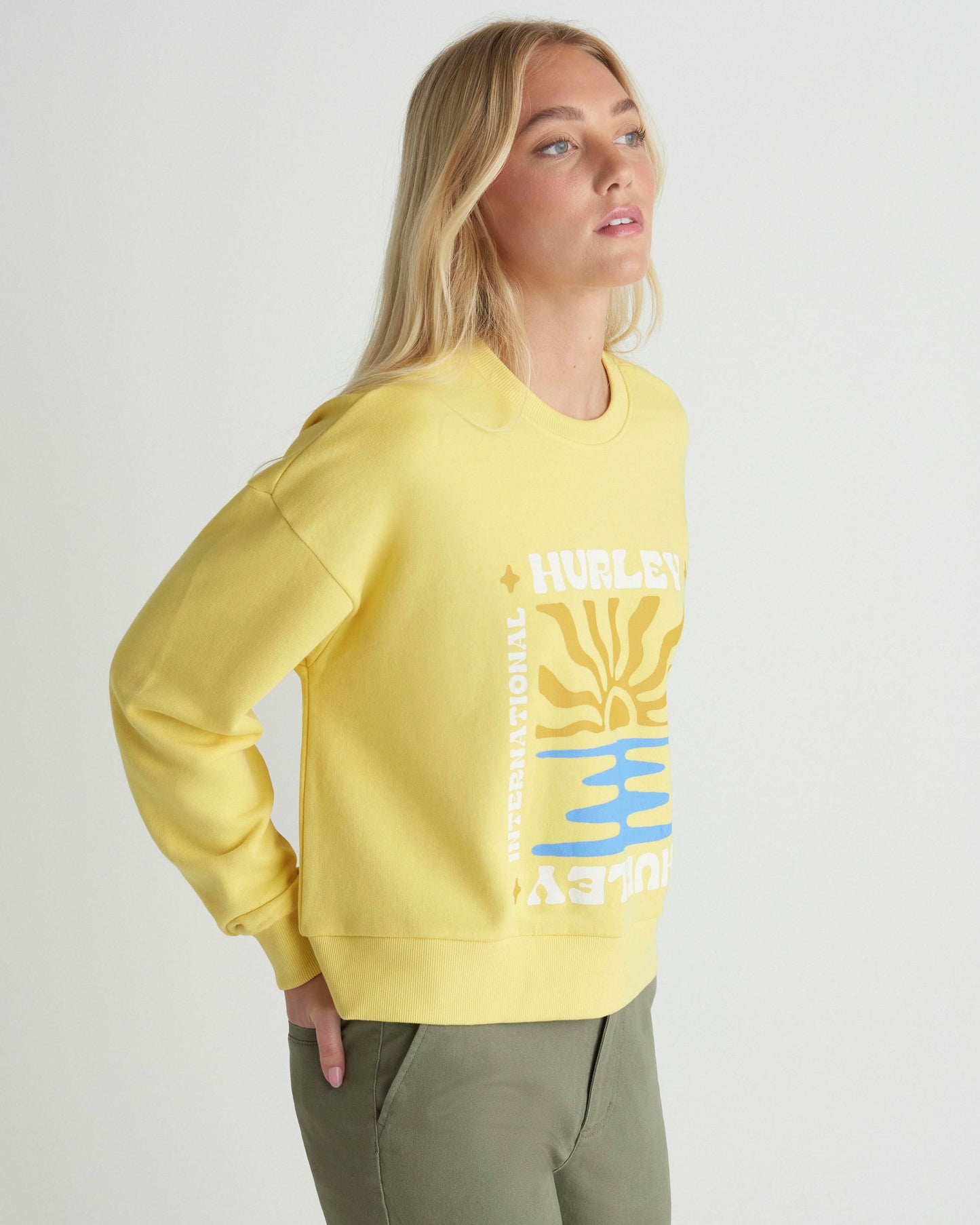 Living Peace Boxy Crew | Hurley Dandelion Sweatshirts & Sweaters