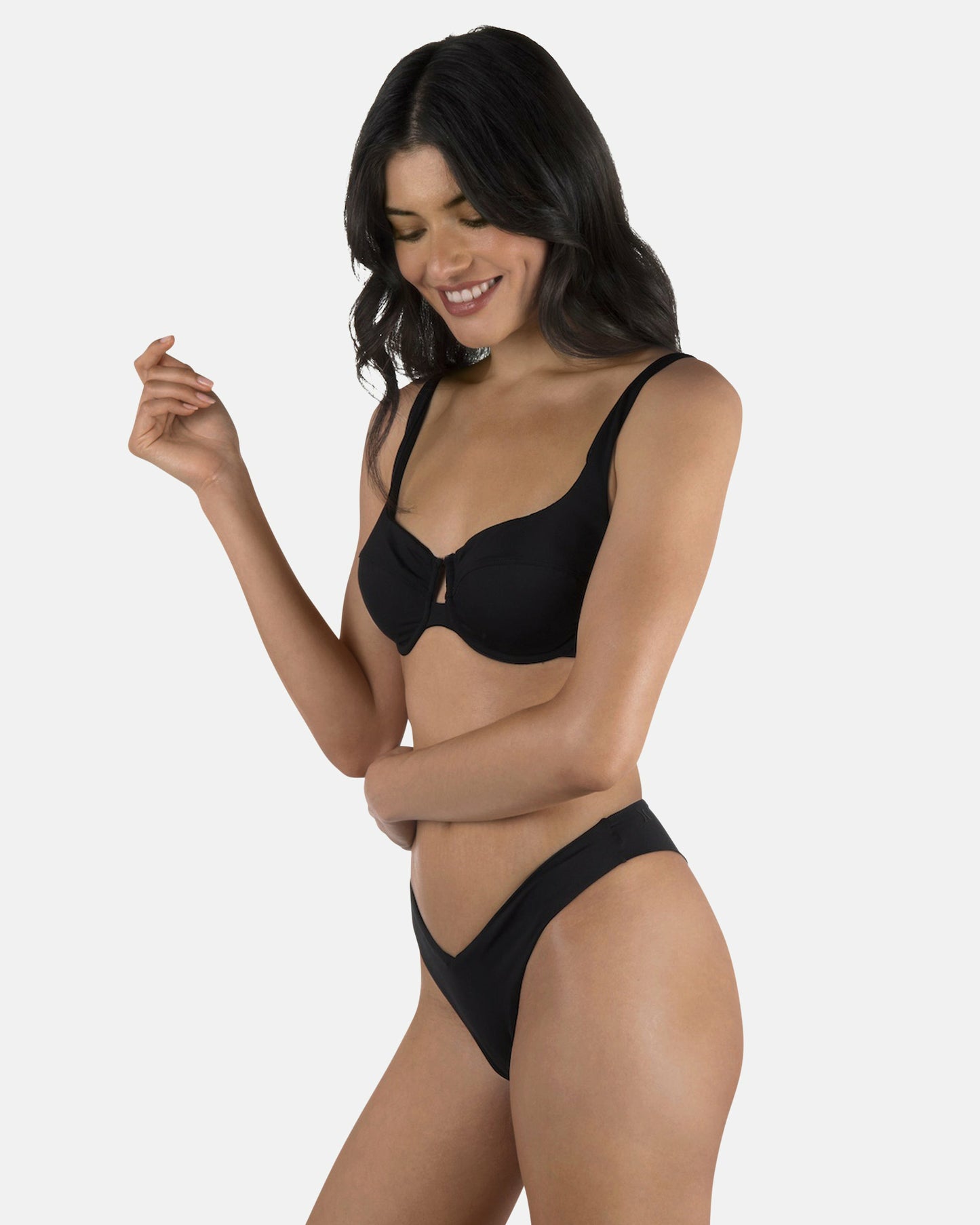 Solid V Front Skimpy | Hurley Black Bikinis