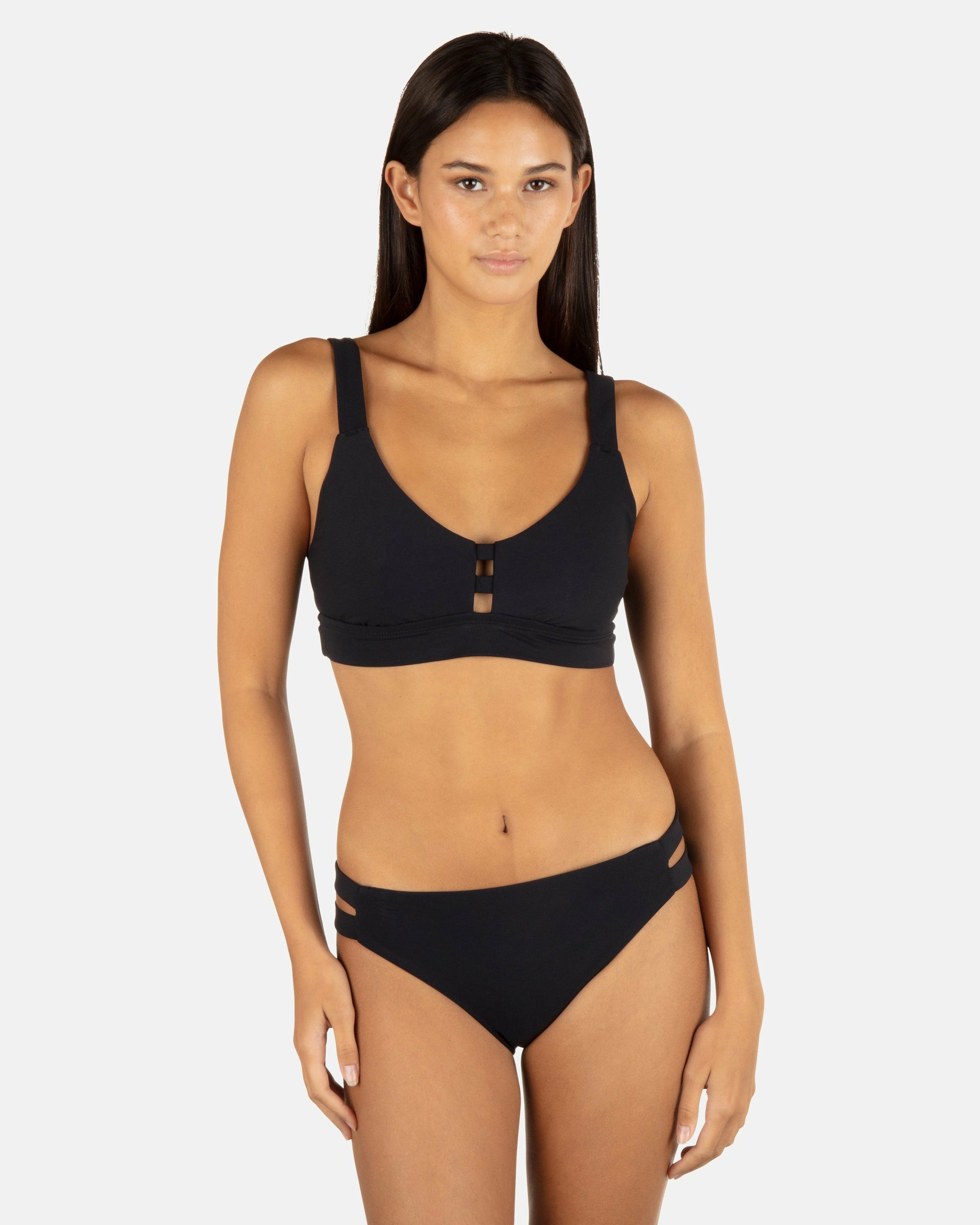 Max Solid Moderate Bottom | Hurley Black Bikinis