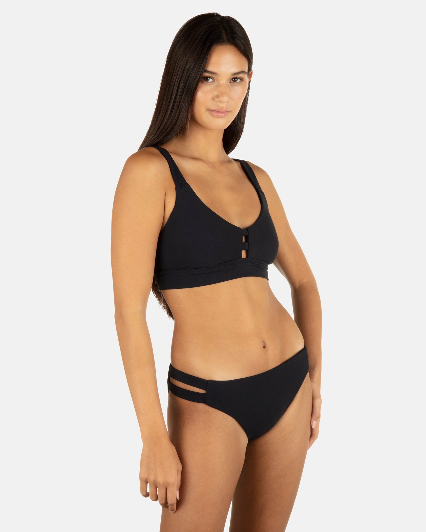 Max Solid Moderate Bottom | Hurley Black Bikinis