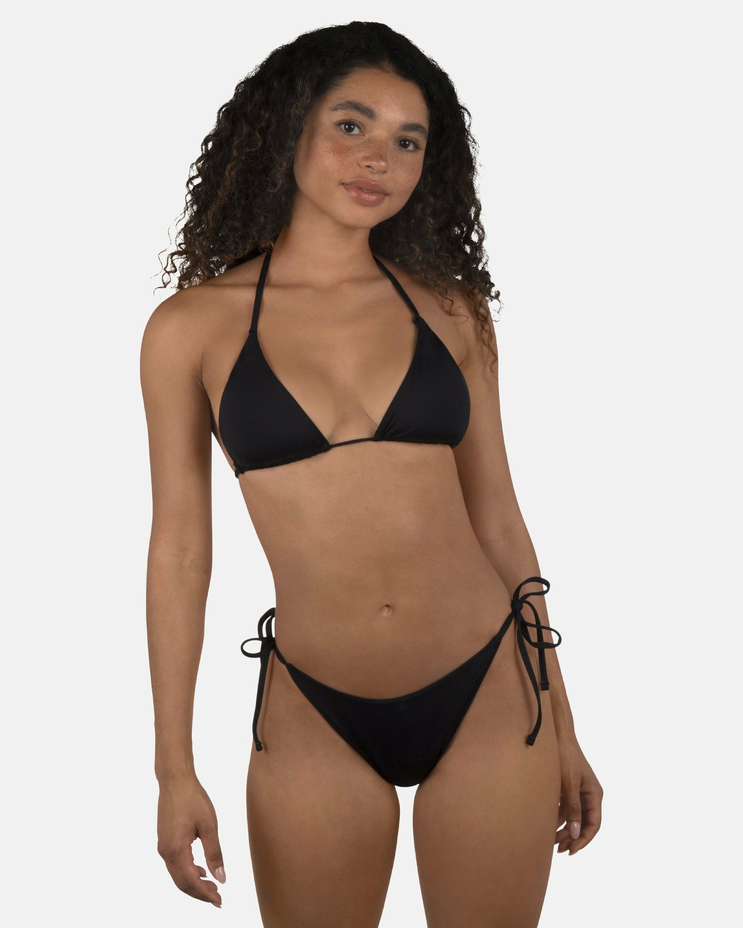 Solid Cheeky Tie Side Bottom | Hurley Black Bikinis