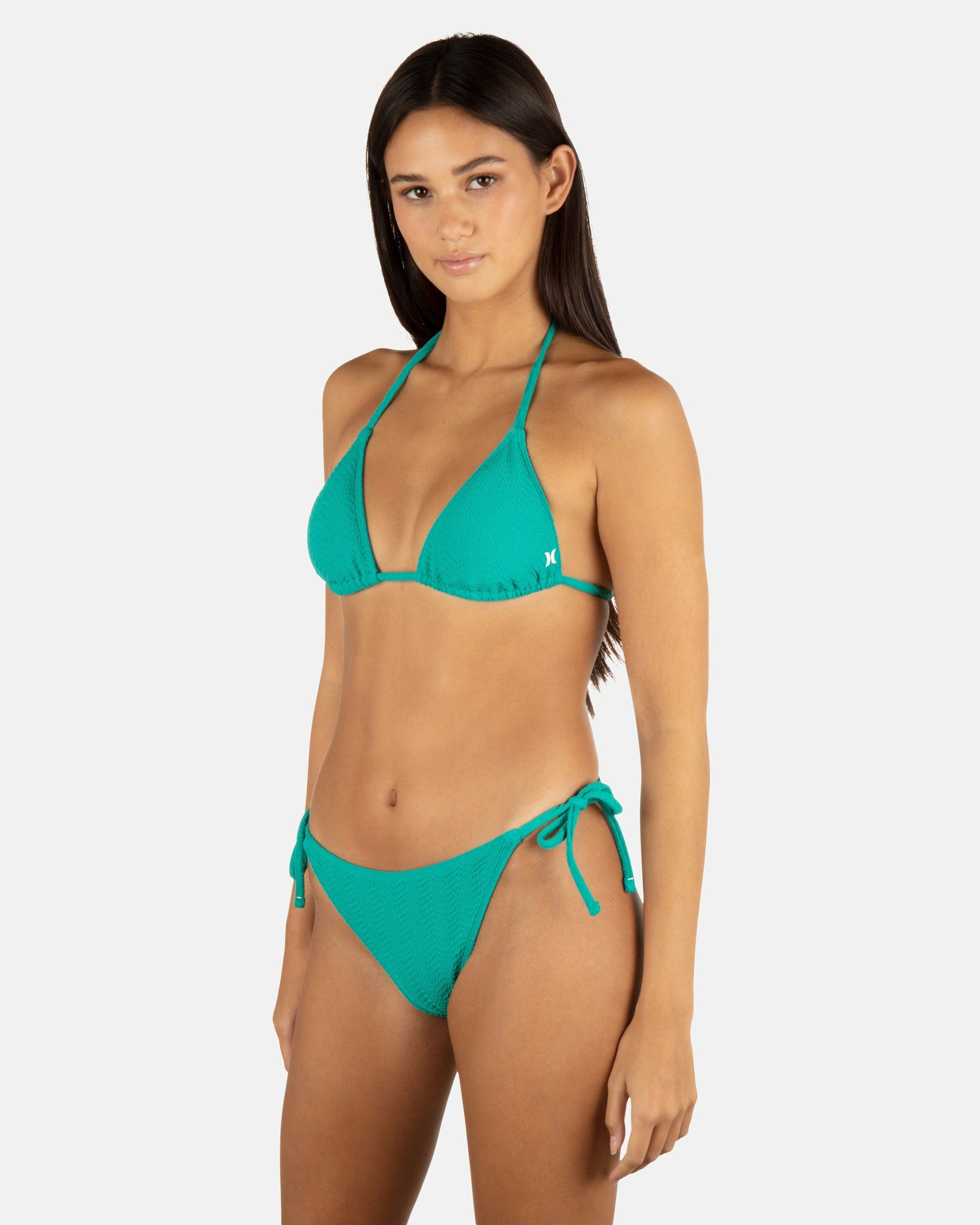 Wave Scrunch Cheeky Tie Side Bottom | Hurley Teal Bikinis