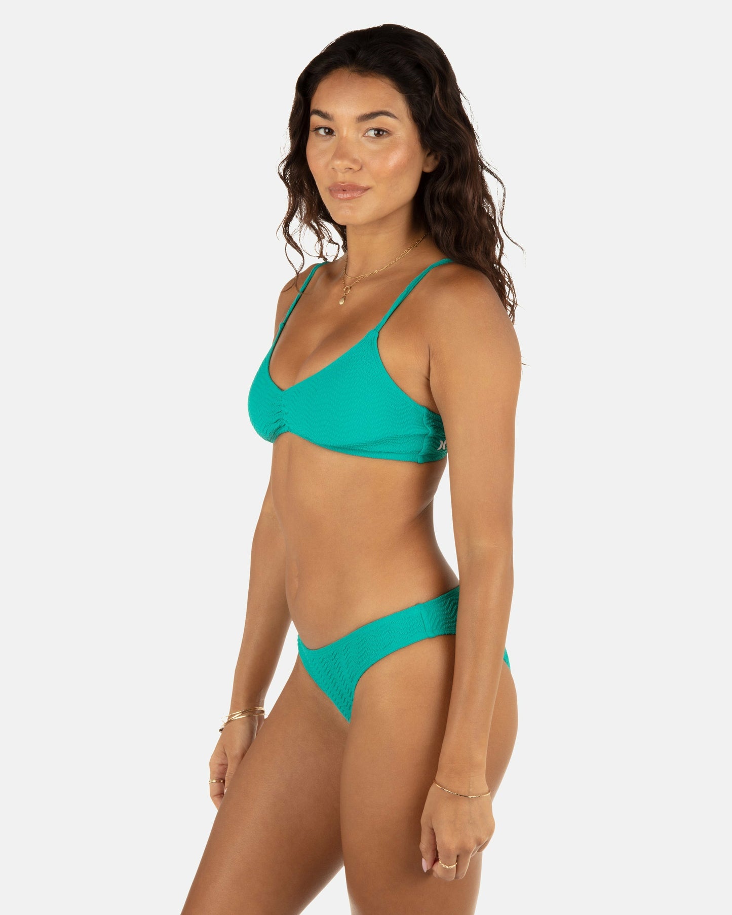Wave Scrunch Moderate Bottom | Hurley Teal Bikinis