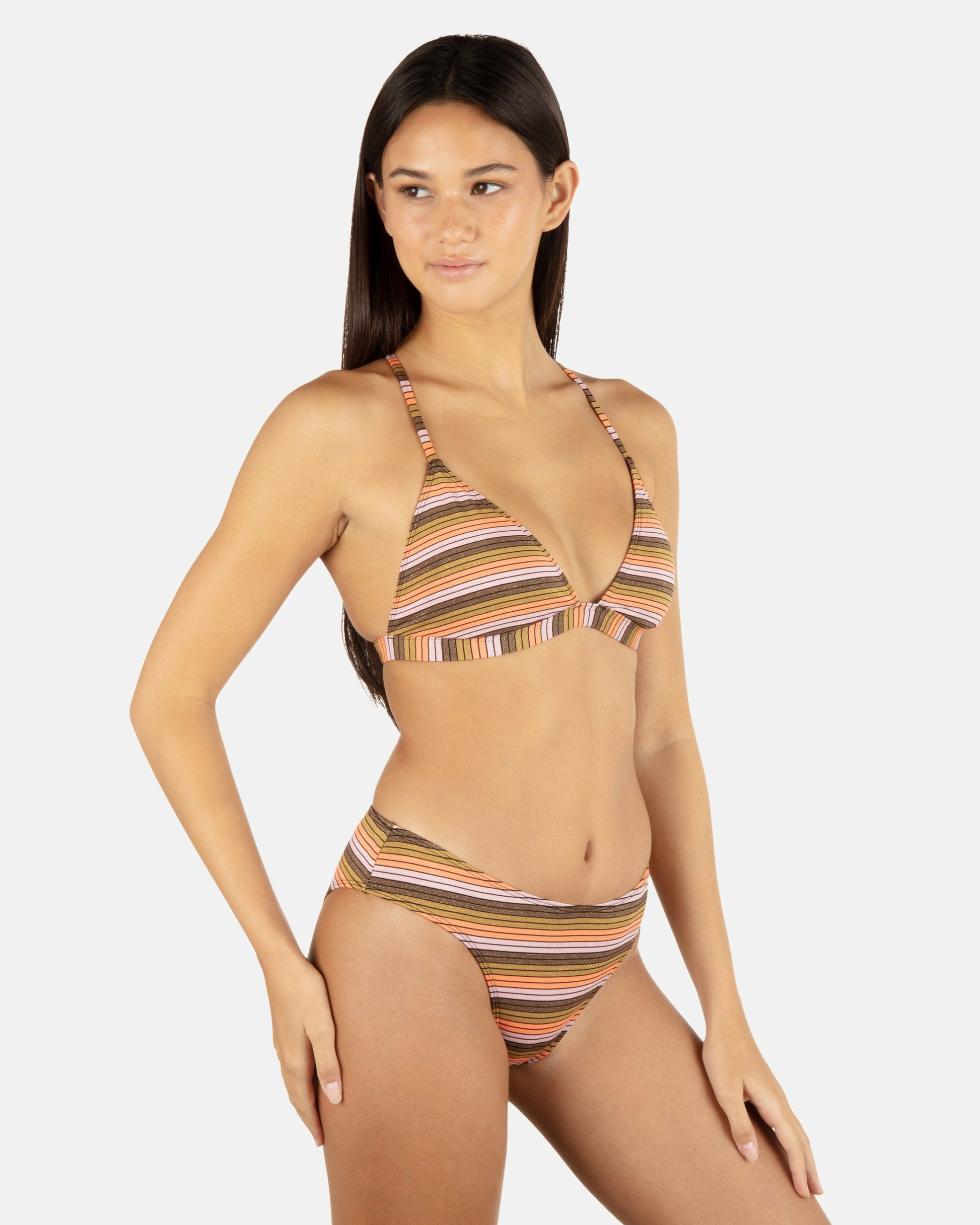 Sunset Shine Stripe Mid Rise Cheeky Bottom | Hurley Sunrise Pink Bikinis