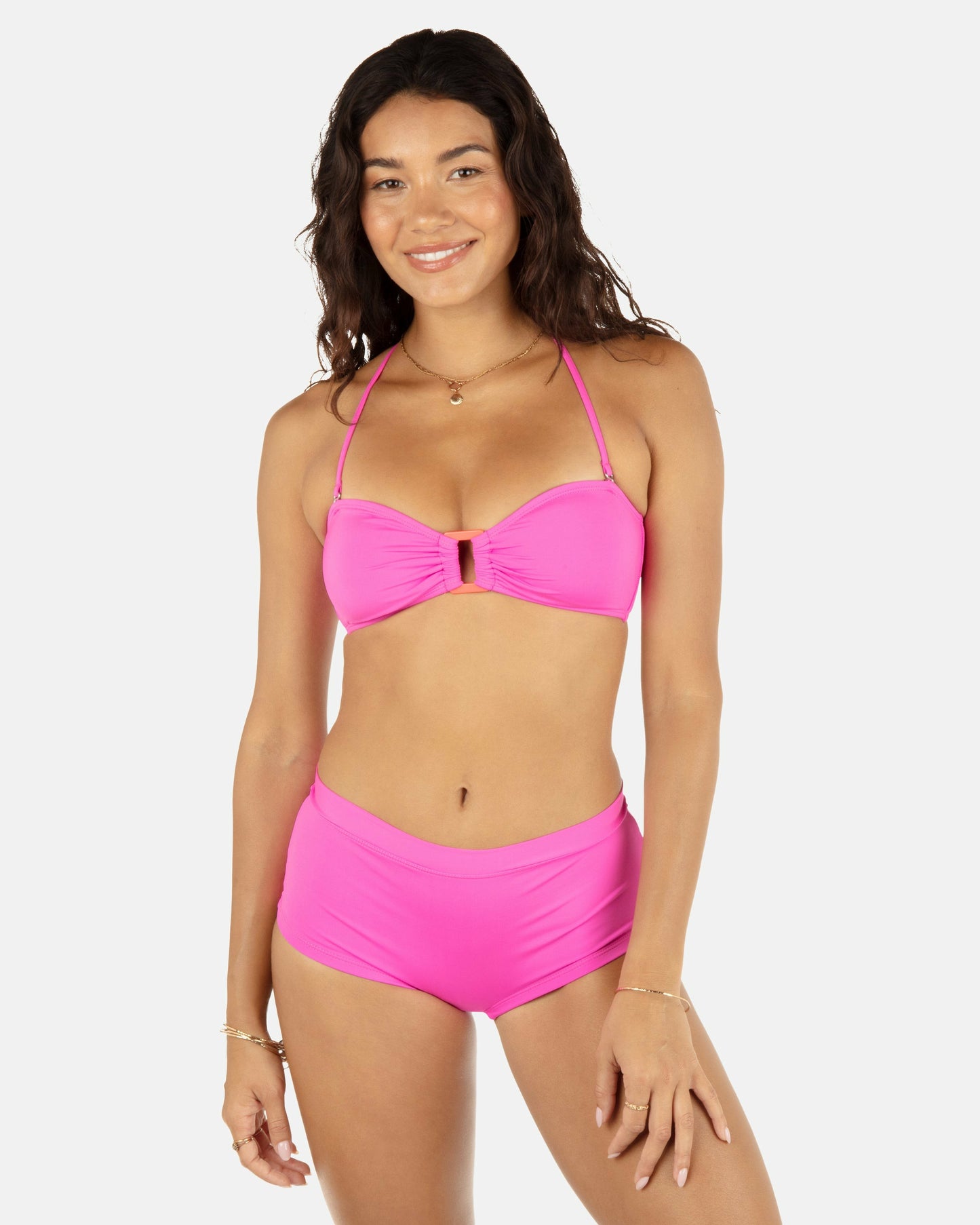 Solid Ring Bandeau | Hurley Disco Pink/Maraschino Bikinis