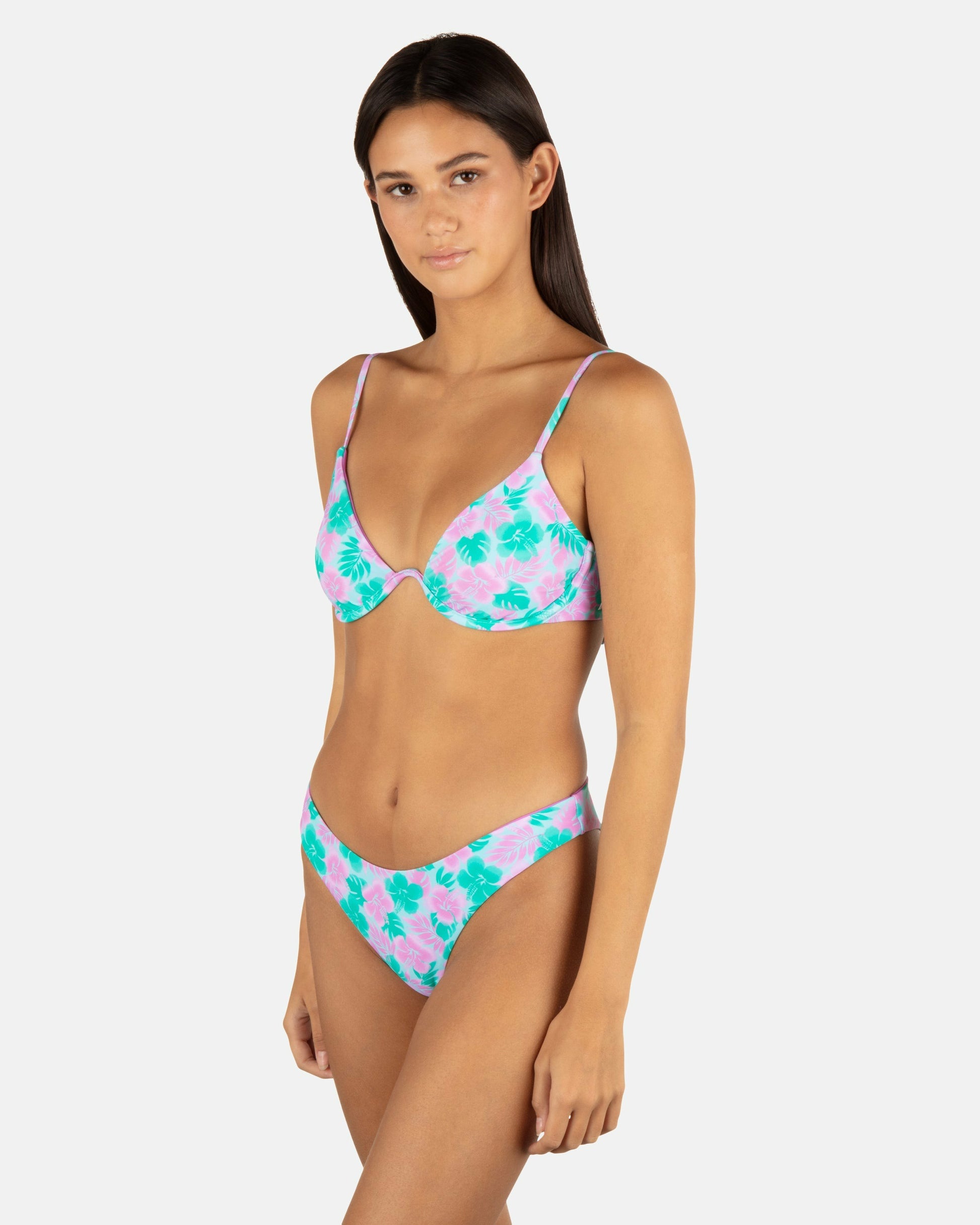 Lani Floral Underwire Bra | Hurley Teal Bikinis