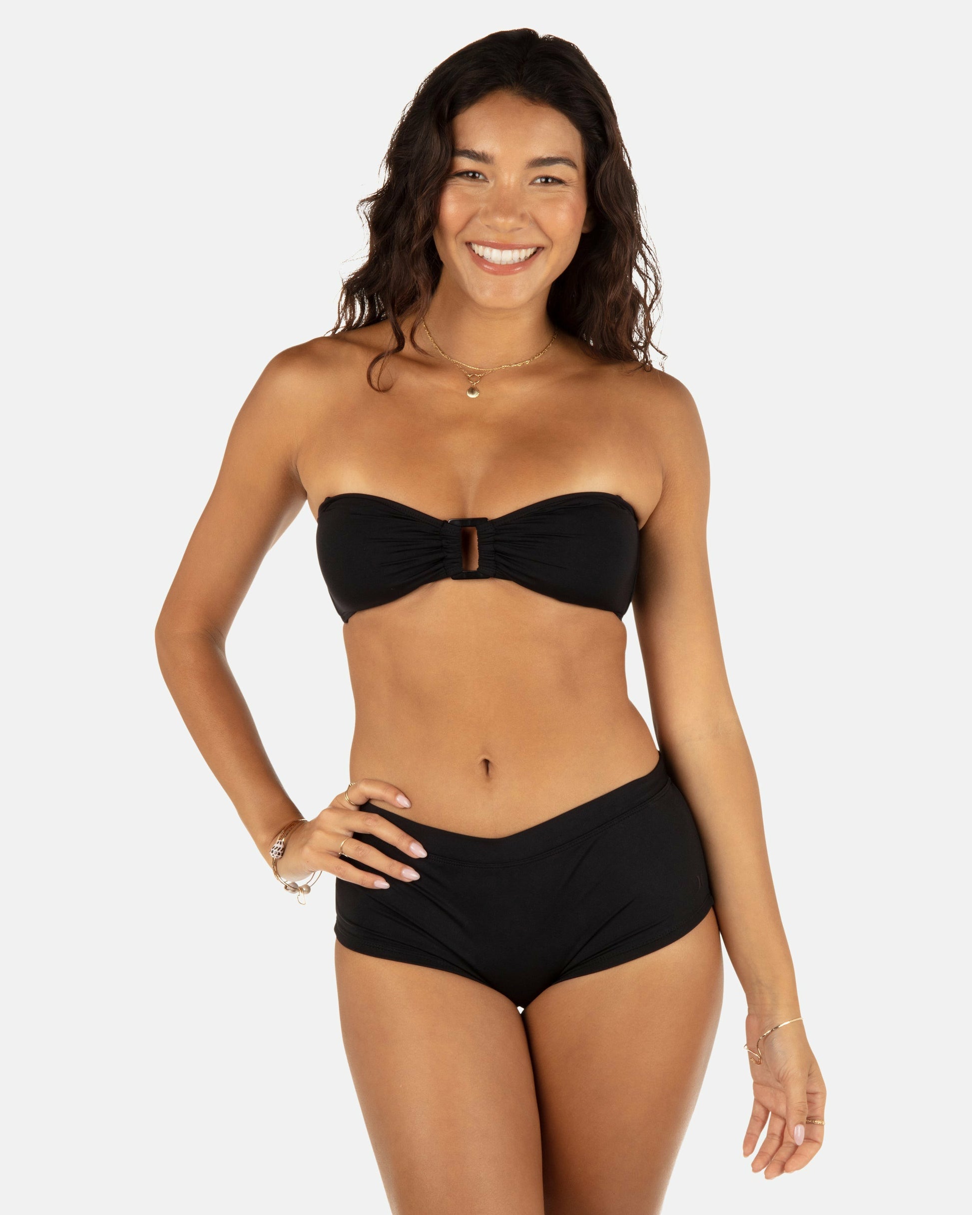 Solid Ring Bandeau | Hurley Black Bikini & Swim Tops
