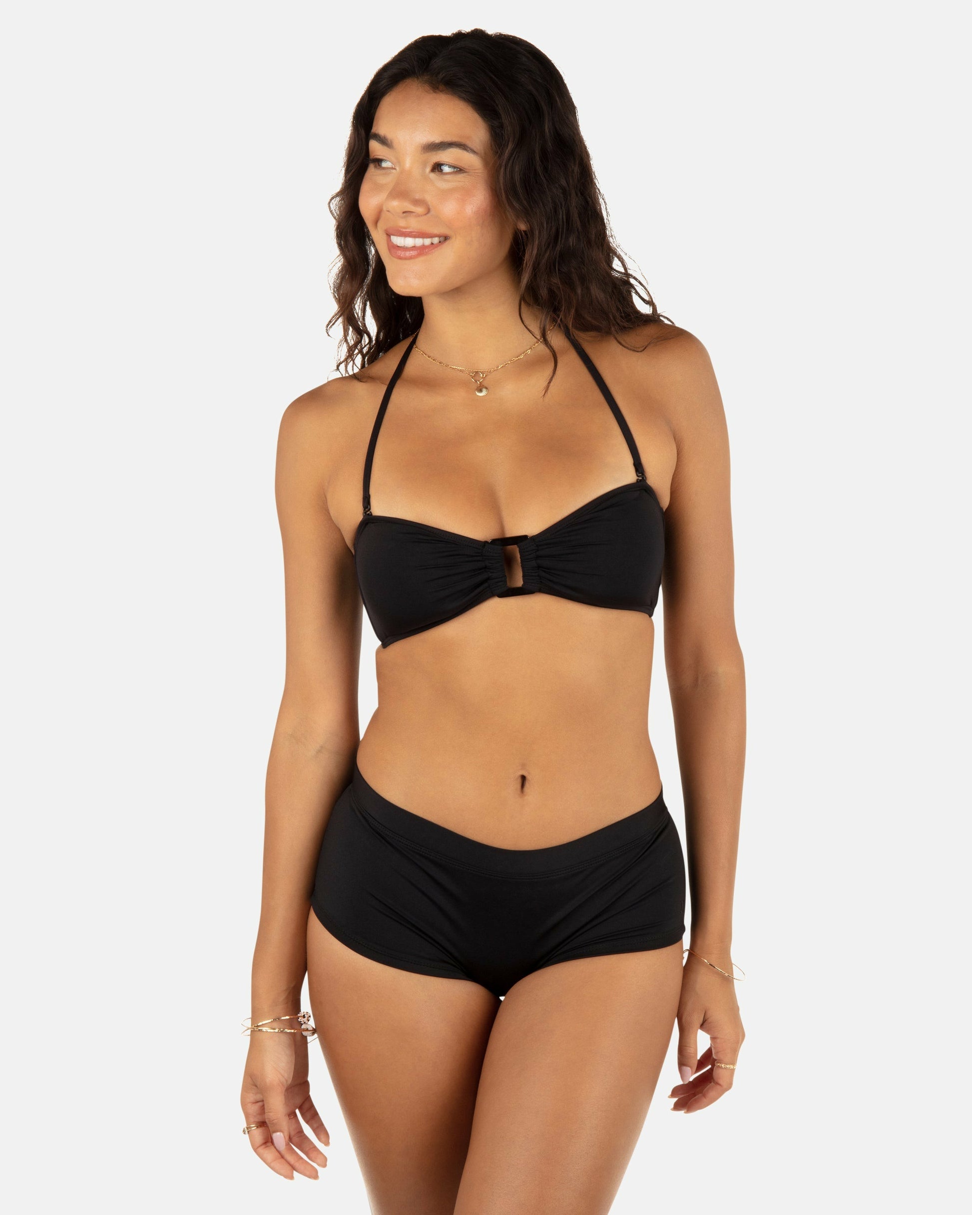 Solid Ring Bandeau | Hurley Black Bikini & Swim Tops