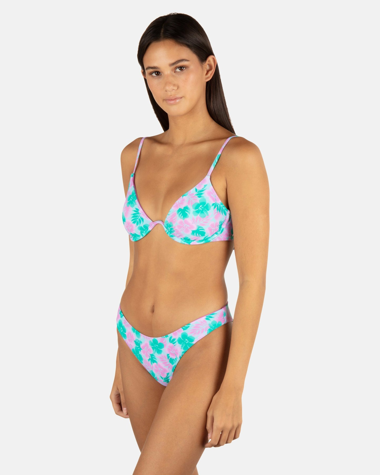 Lani Floral Underwire Bra | Hurley Teal Bikini & Swim Tops