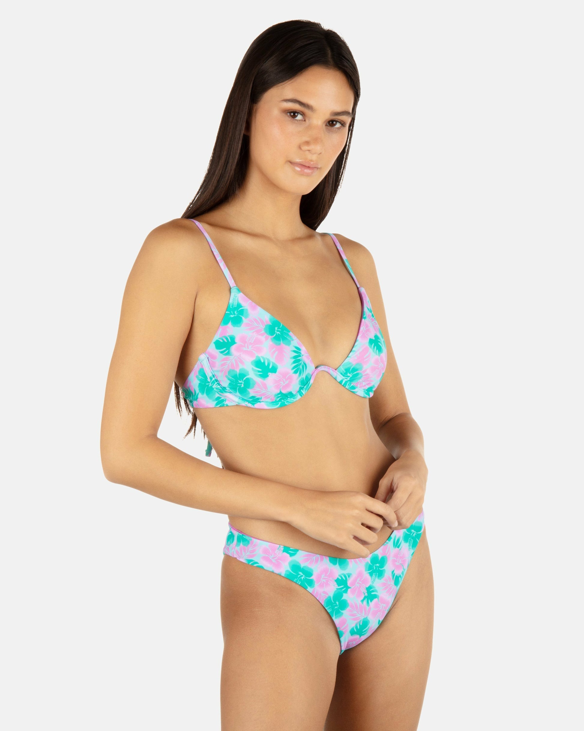 Lani Floral Underwire Bra | Hurley Teal Bikini & Swim Tops