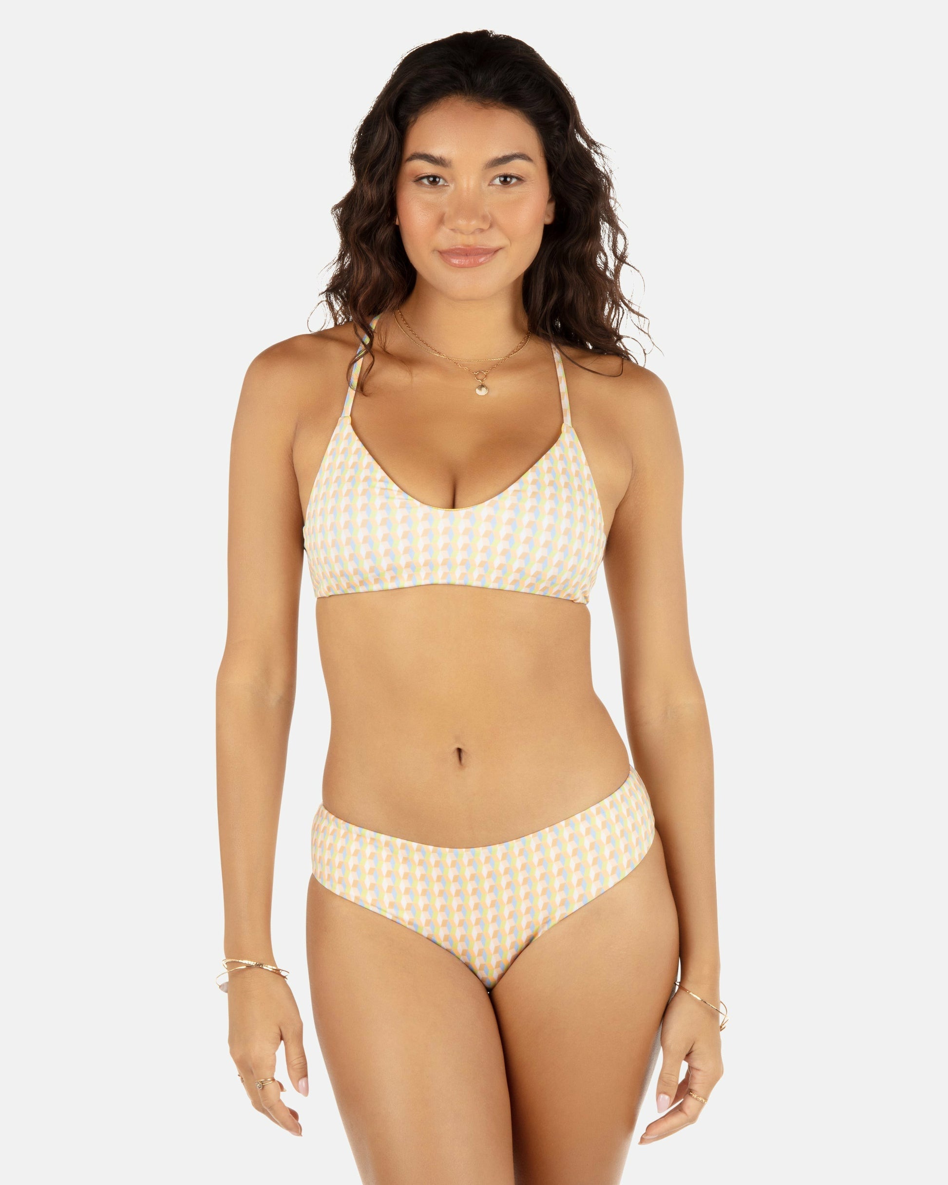 Retro Geo Reversible Cheeky Hipster Bikini Bottom | Hurley Chartreuse Bikini & Swim Bottoms