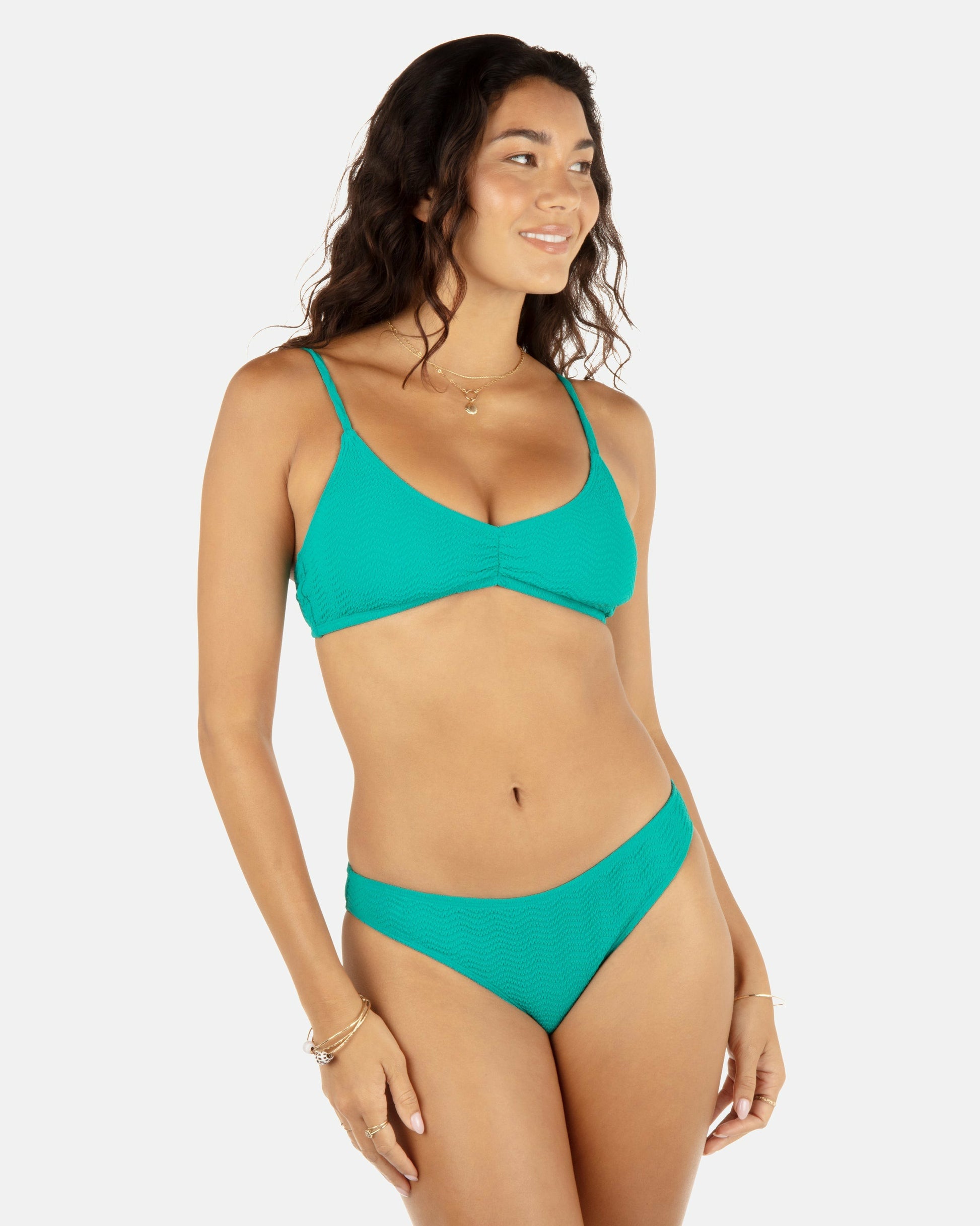 Wave Scrunch Moderate Bottom | Hurley Teal Bikini & Swim Bottoms