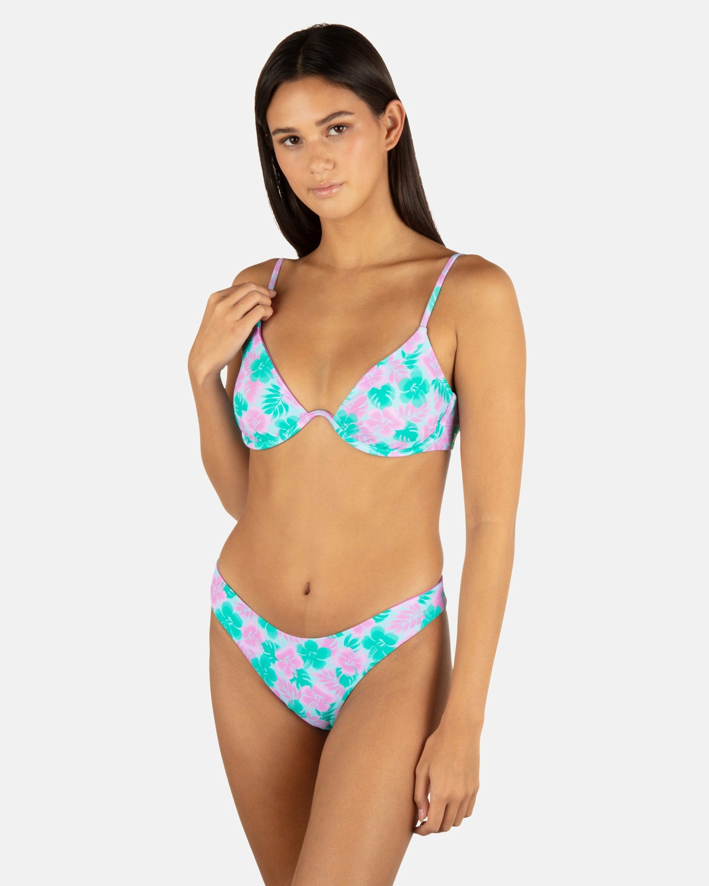 Lani Floral Cheeky Scoop Reversible Bottom | Hurley Teal Bikini & Swim Bottoms