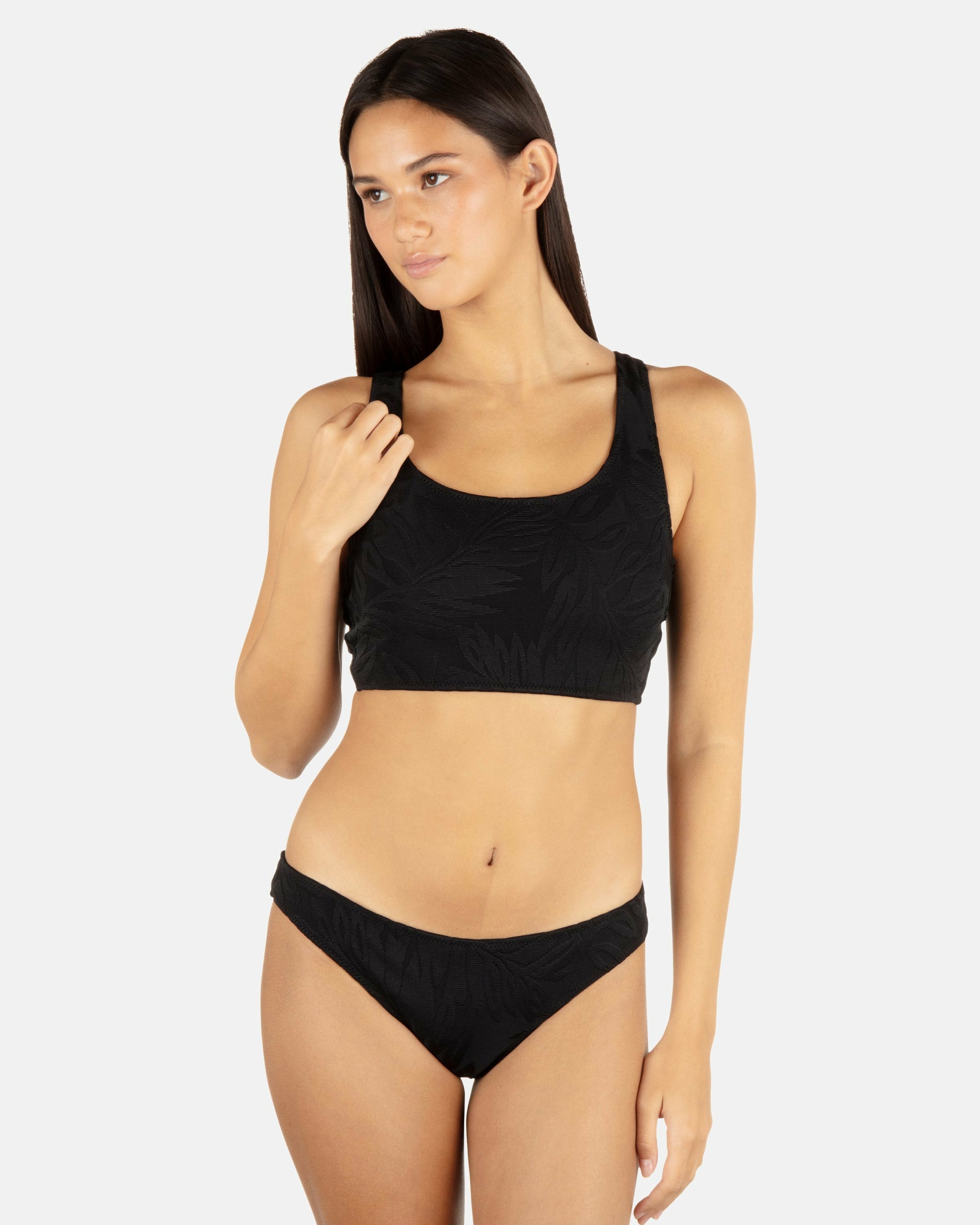 Ulu Leaf Moderate Bottom | Hurley Black Bikini & Swim Bottoms