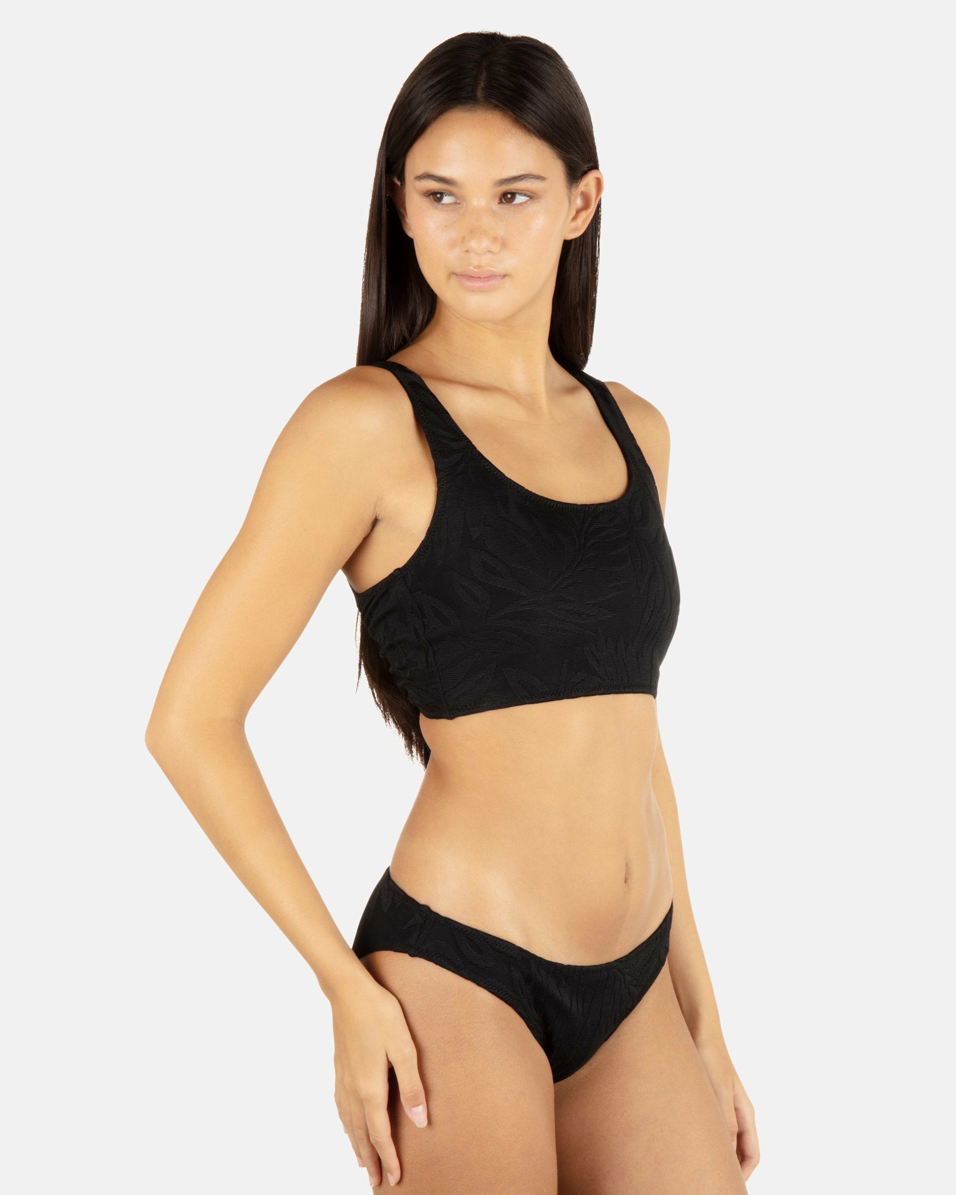 Ulu Leaf Moderate Bottom | Hurley Black Bikini & Swim Bottoms