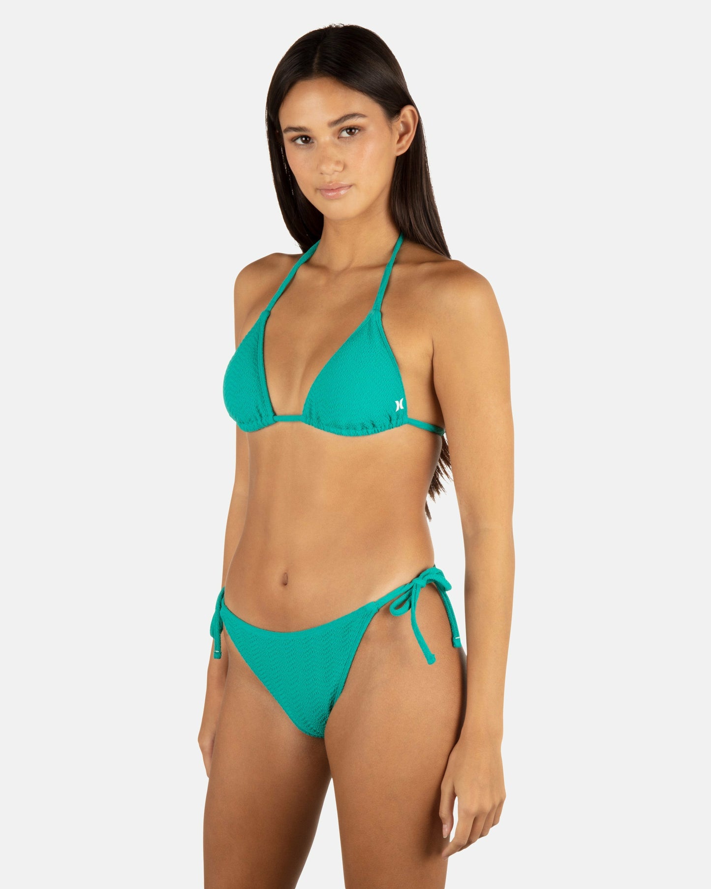Wave Scrunch Cheeky Tie Side Bottom | Hurley Teal Bikini & Swim Bottoms