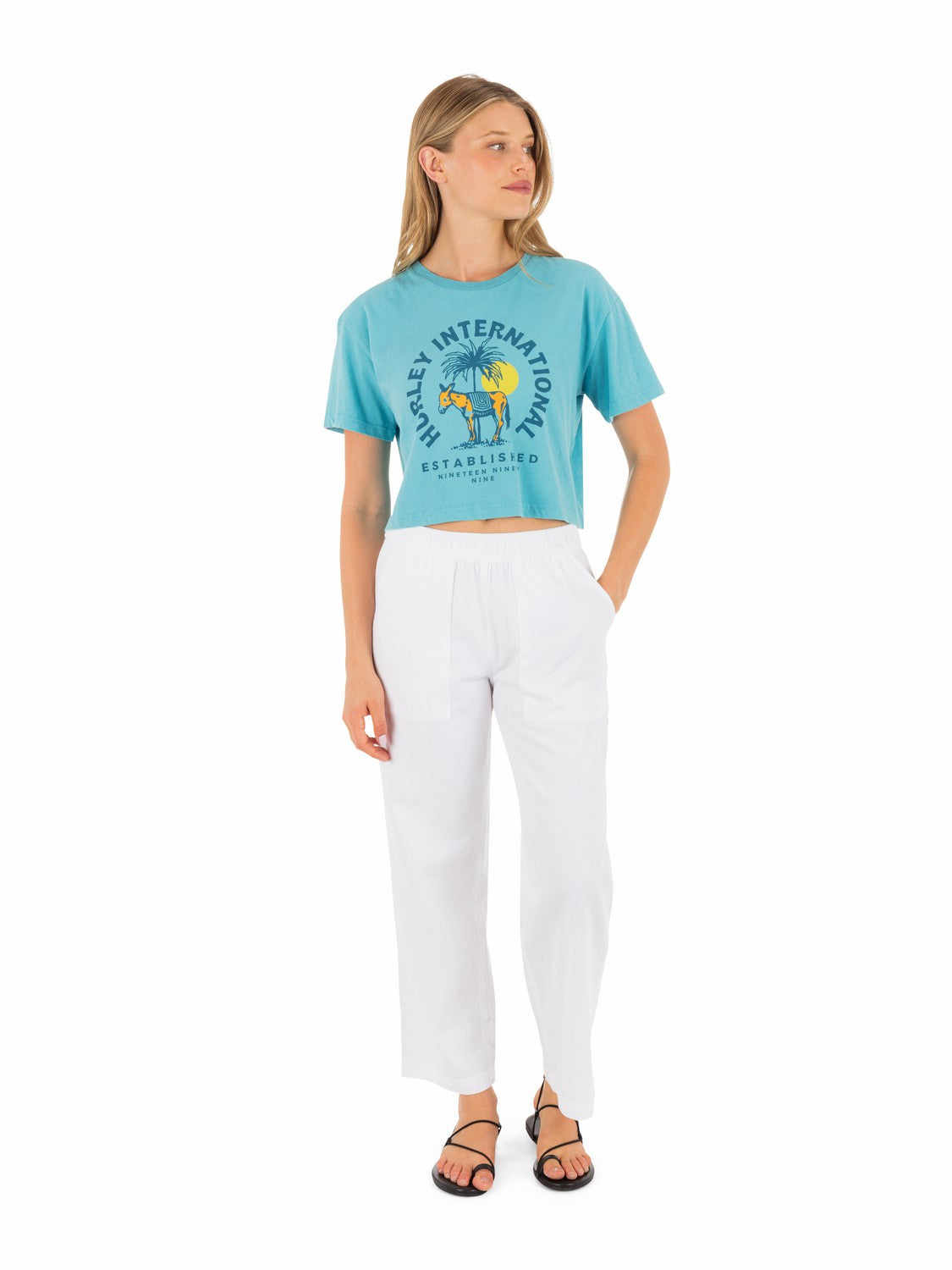 Burro Boxy Crop Tee | Hurley Maui Blue Sale Tops