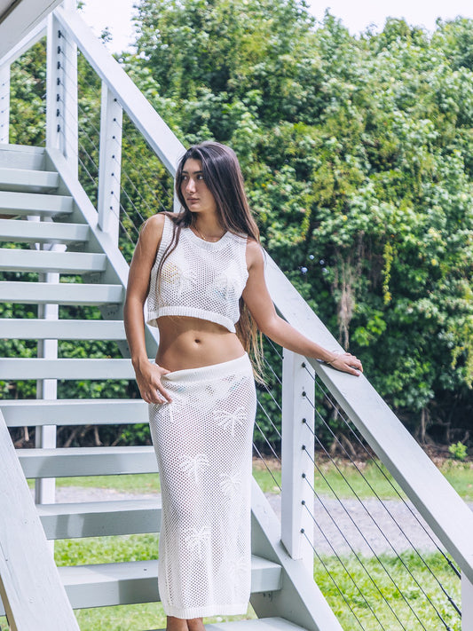 Embroidered Crochet Jacquard Tank | Hurley Egret Sale Tops
