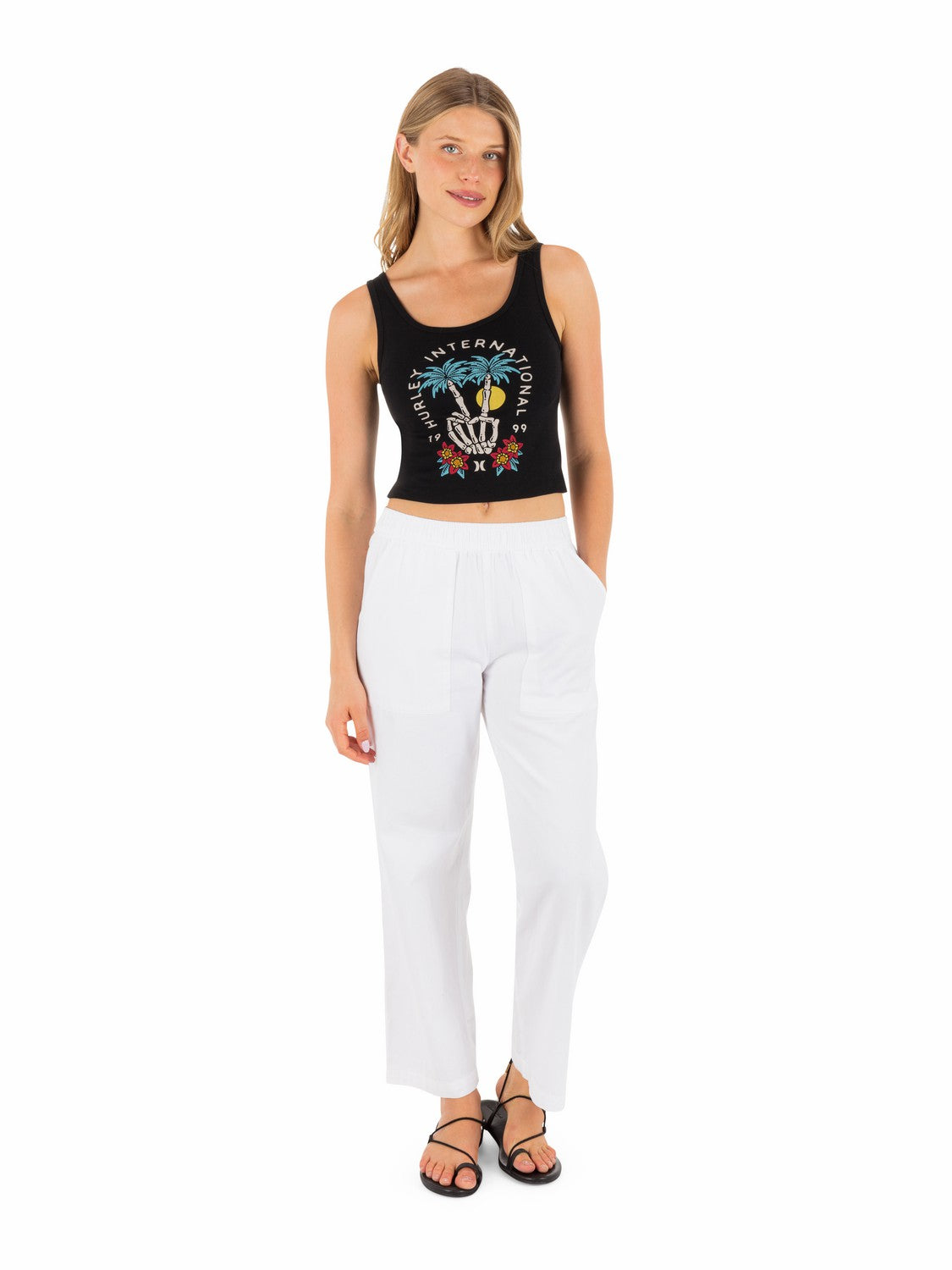 Peacebone Scoop Crop Tank | Hurley Black Sale Tops