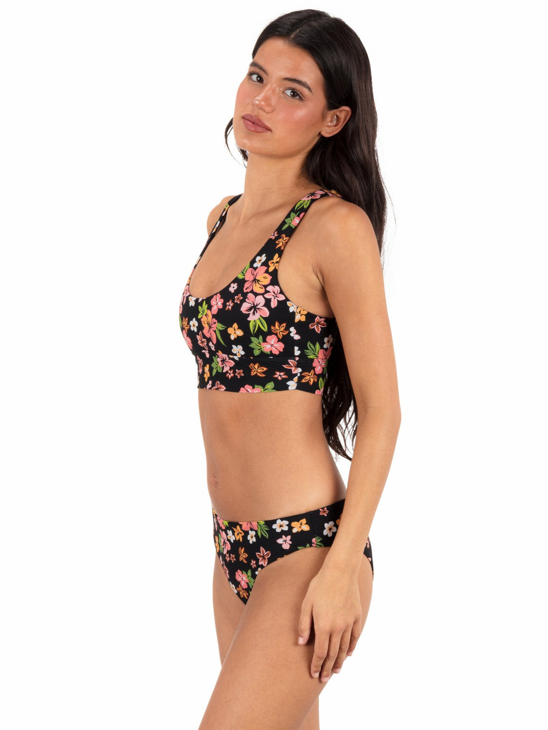 Max Hibiscus Dream Longline Bralette | Hurley Black Floral Sale Swim