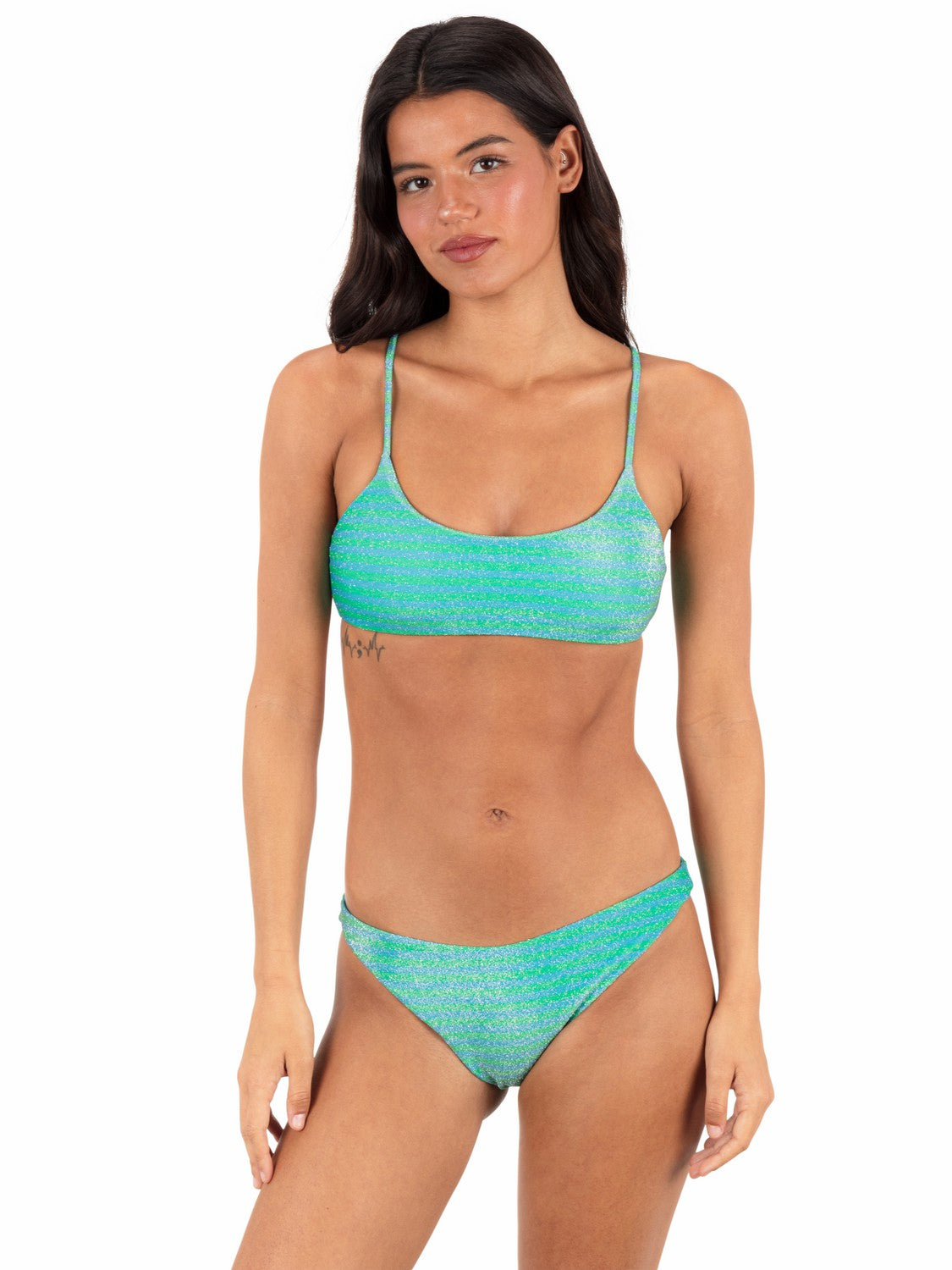 Shine Stripe Scoop Front Bralette | Hurley Surf Blue Sale Swim