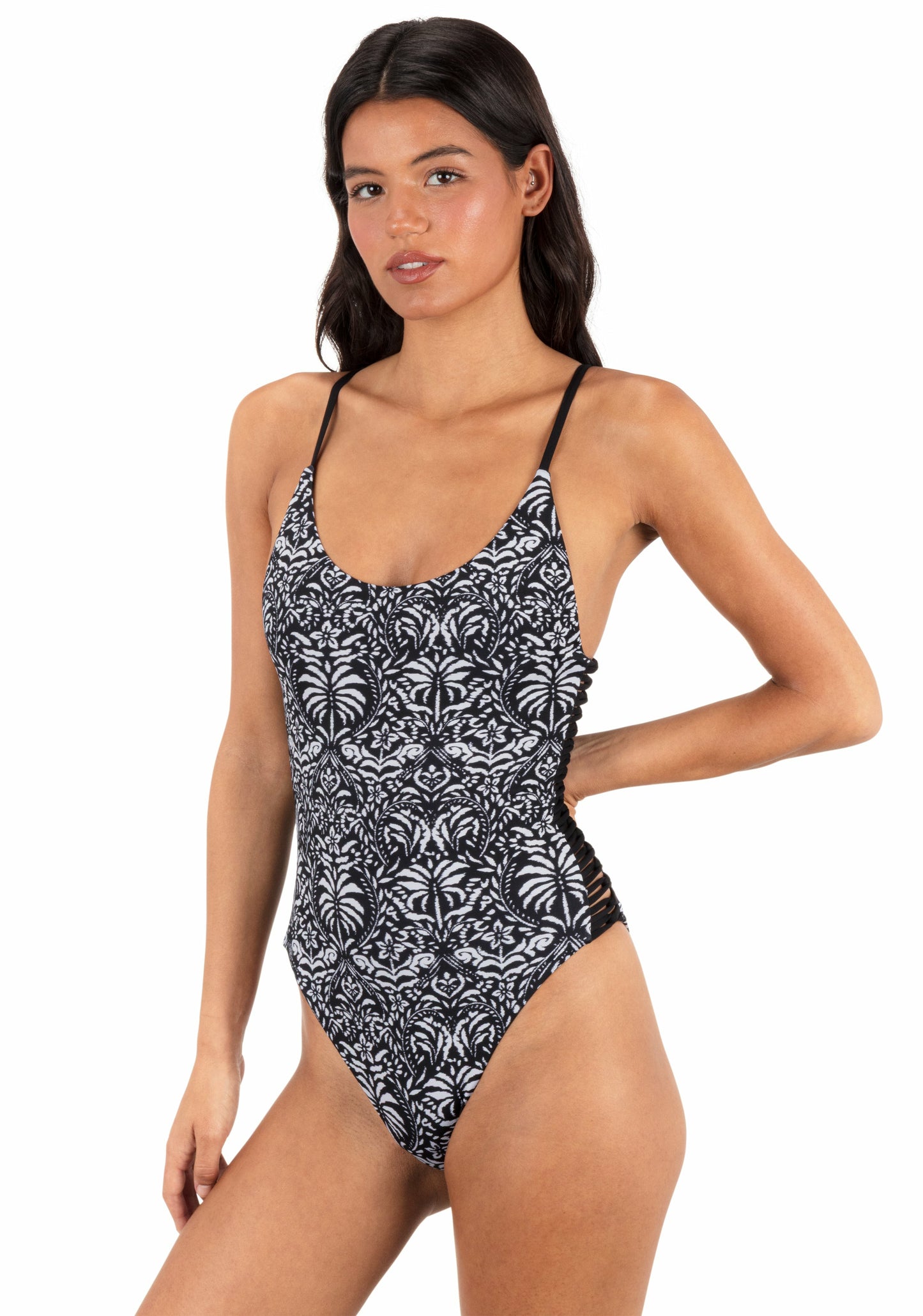 Ikat Palm Moderate One Piece | Hurley Black / Coconut Sale Swim